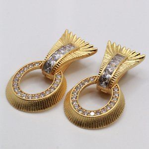 EMPIRE BLANC RHINESTONES DOOR KNOCKER EARRINGS